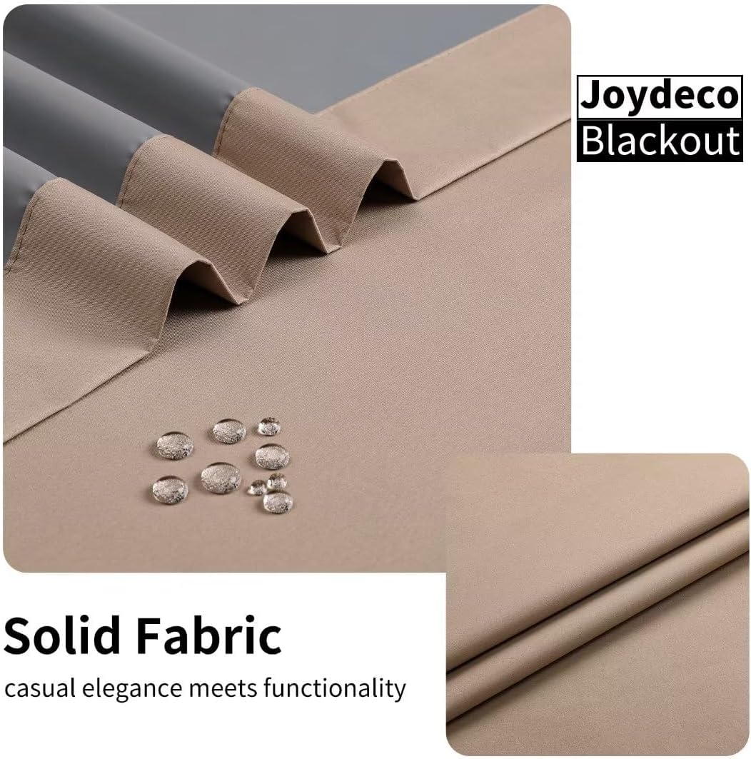 Joydeco Taupe Curtains 63 Inch Length for Bedroom, Solid Blackout Curtains 63 Inch Length for Livingroom, Grommet Thermal Insulated Solid Polyester Room Darkening Curtains 63 Inches Long