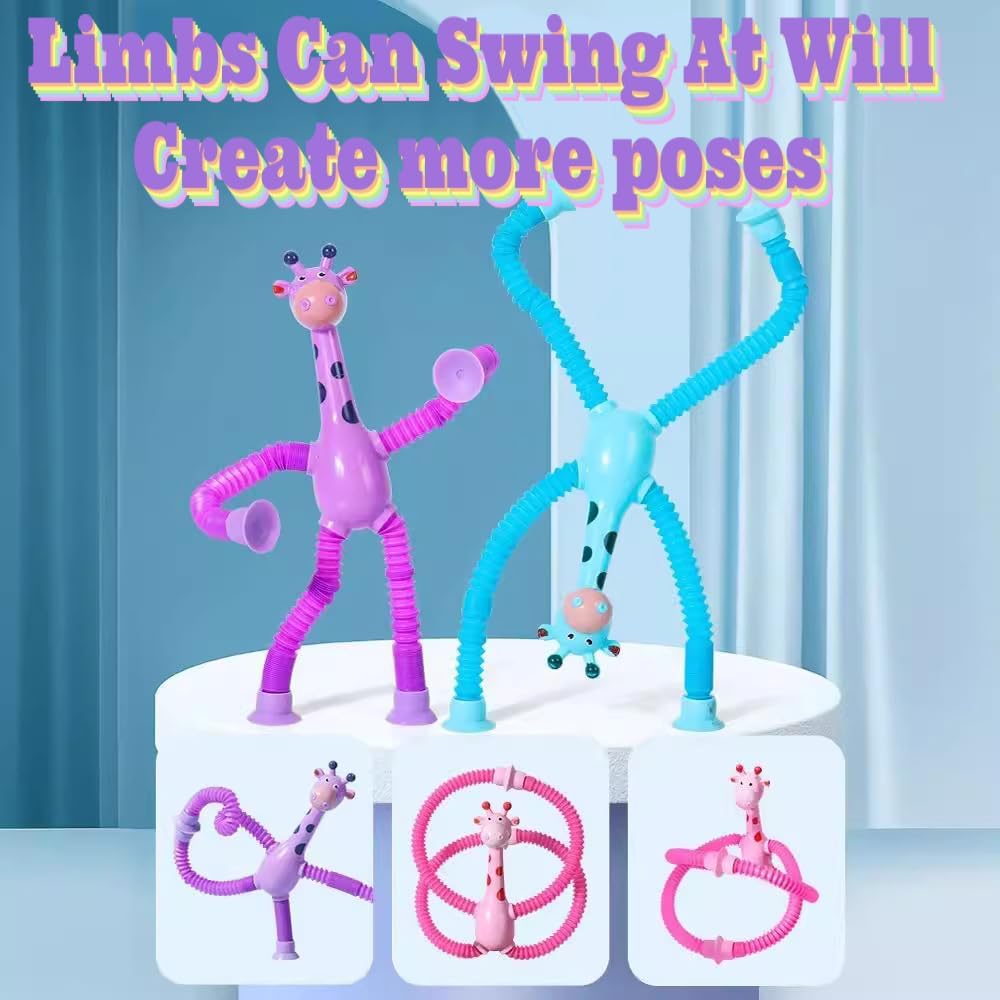 24PCS Telescopic Suction Cup Giraffe Toy,pop Tubes,Toys for Kids,Toddler Travel Toys,Toddler Sensory Toys,figette Toys,Fidget Toys for Kids,Treasure Box prizes,Small Toys for Kids prizes