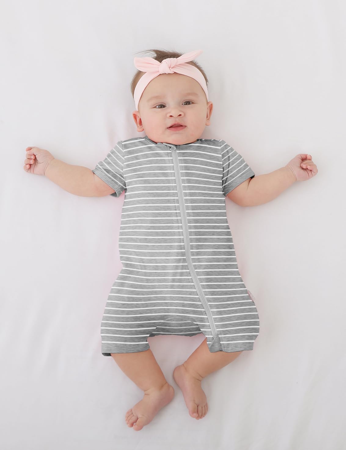 Jimonda Baby Rompers Cotton Baby Boys Baby Girls Short Sleeve Sleepers Pjs Two Way Zipper One-piece Neutral Sleep and Play