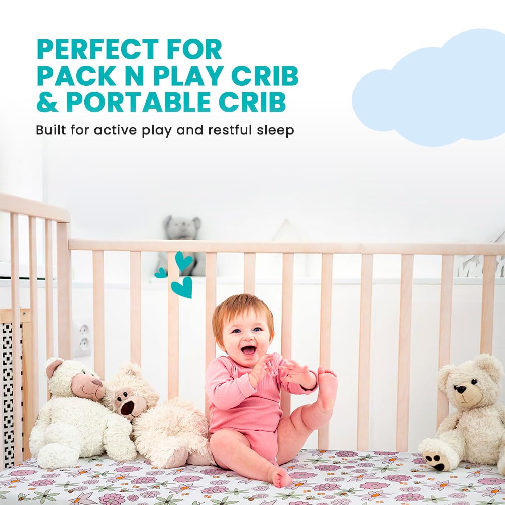 Breathable Crib Mattress, Washable High Rebound Foam for Baby Cribs, Fits Standard Toddler Beds, Full Size (51.8" L x 27.5" W x 3" H), Flower Design