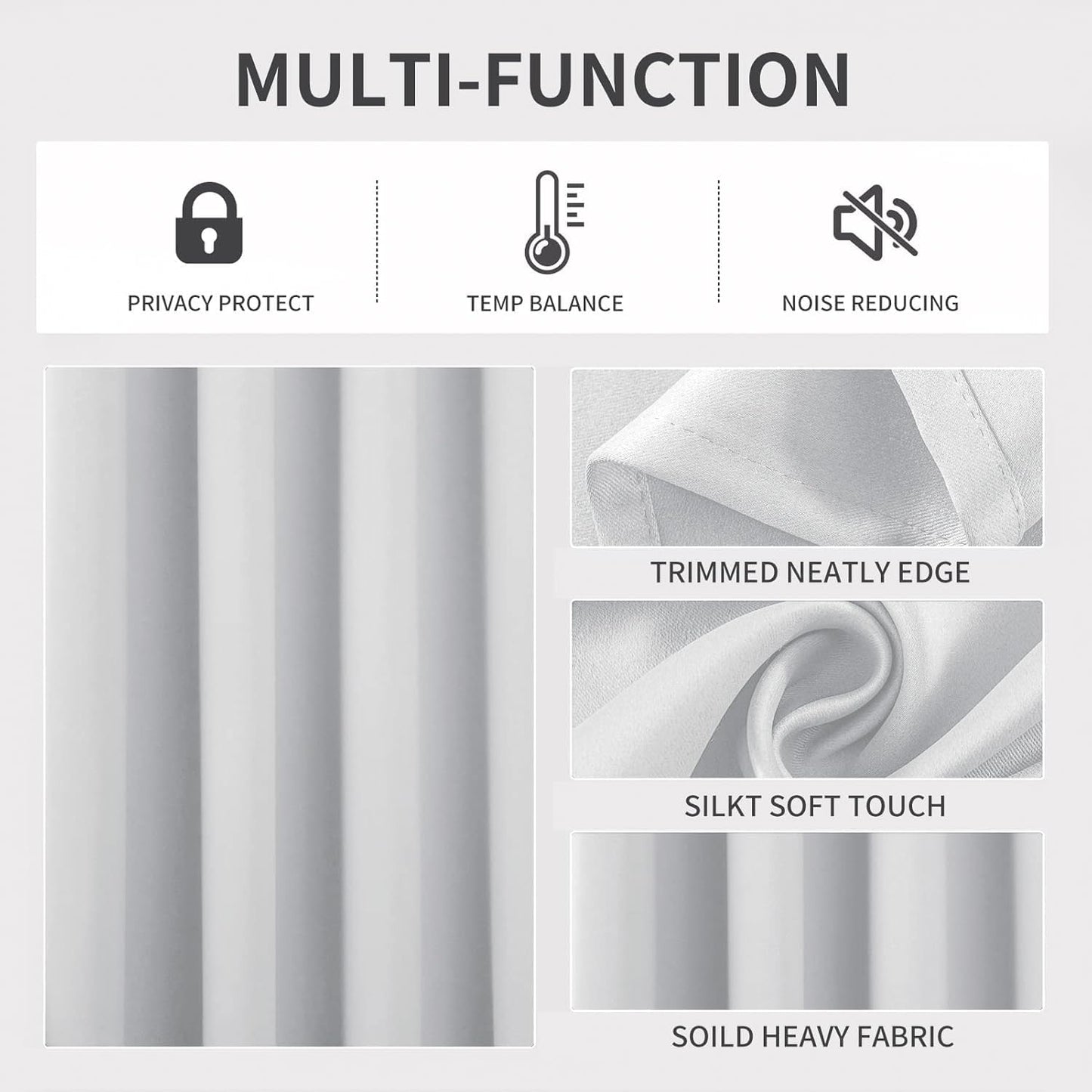 Joydeco White Curtains 108 Inches Long 2 Panels Set, Thermal Insulated Long Curtains& Drapes 2 Burg, Room Darkening Grommet Drapes for Living Room Bedroom Window (W52 x L108 Inch, Greyish White)