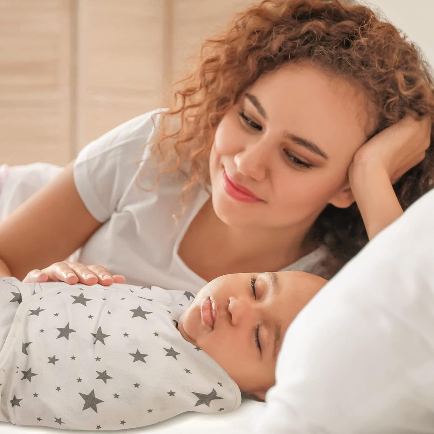 GLLQUEN BABY Swaddle Blankets for Baby Boy Girl, 3-6 Months, Gray Elephant Star & Stripe, 3 Pack Wrap Set, Newborn Adjustable Swaddles Sleep Sack,(Medium/Large)