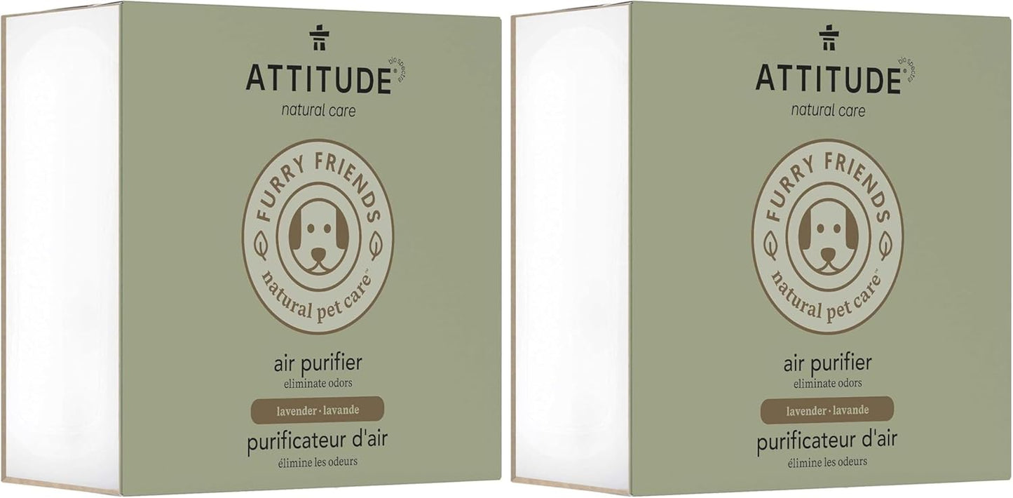 ATTITUDE Air Purifier with Activated Carbon Filter, Plant- and Mineral-Based Ingredients, Traps Pet Odors and Pollutants, Vegan and Cruelty-free, Lavender, 8 Ounces (Pack of 2)
