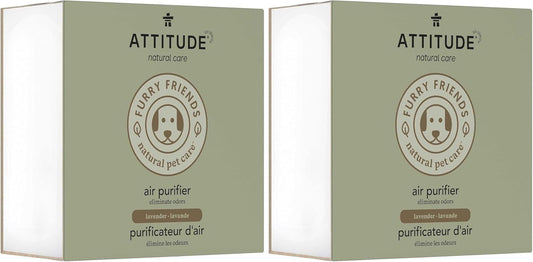 ATTITUDE Air Purifier with Activated Carbon Filter, Plant- and Mineral-Based Ingredients, Traps Pet Odors and Pollutants, Vegan and Cruelty-free, Lavender, 8 Ounces (Pack of 2)