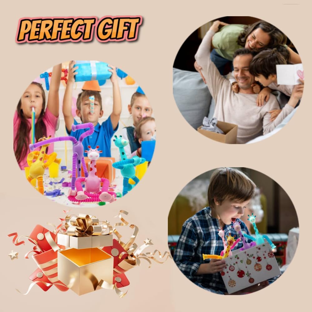 48PCS Telescopic Suction Cup Giraffe Toy,pop Tubes,Toys for Kids,Toddler Travel Toys,Toddler Sensory Toys,figette Toys,Fidget Toys for Kids,Treasure Box prizes,Small Toys for Kids prizes