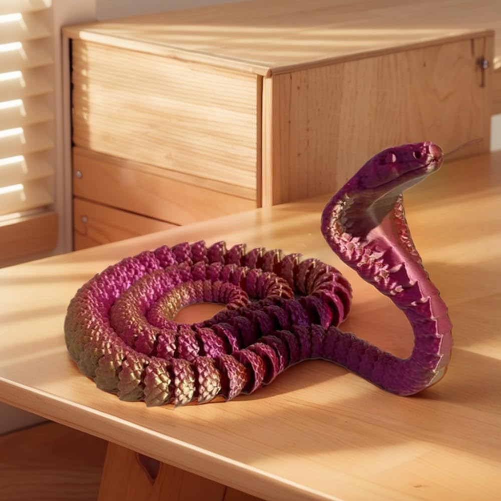 3D Printed Snake Cobra-3D Printed Animals Fidget Toy Creative 3D Printed Animals Articulated Snake Collectibles Home Office Executive Desk Decor