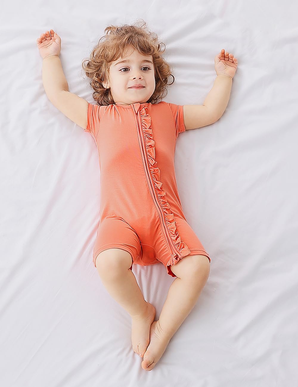 JunNeng Baby 2 Pack Rayon of Bamboo Romper Sleeper 2 Way Zipper Short Sleeve Jumpsuit Zipper Footless One-piece