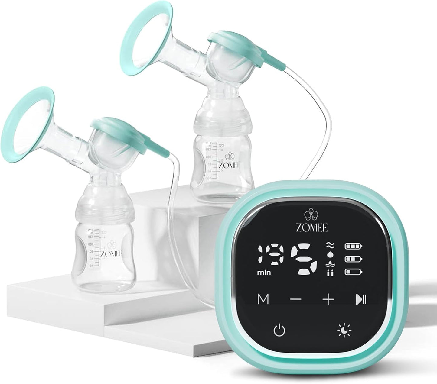 Zomee Z2 Double Electric Breast Pump - Shabbat Mode Edition - Portable, Hands Free Pumping Hospital Grade Wearable Breast Pump Including; Black Bamboo Pumping Bra (XL)