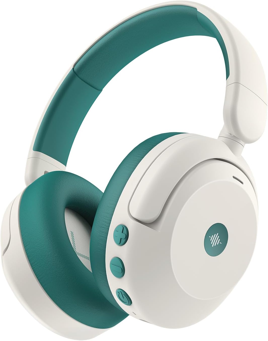 iClever BTH20 Active Noise Cancelling Headphones for Kids, 60H Play Time,Type C Fast Charging,Safe Volume 80dBA,Bluetooth5.4,Award-Winning Kids Headphones Wireless for iPad Tablet Airplane,White&Green