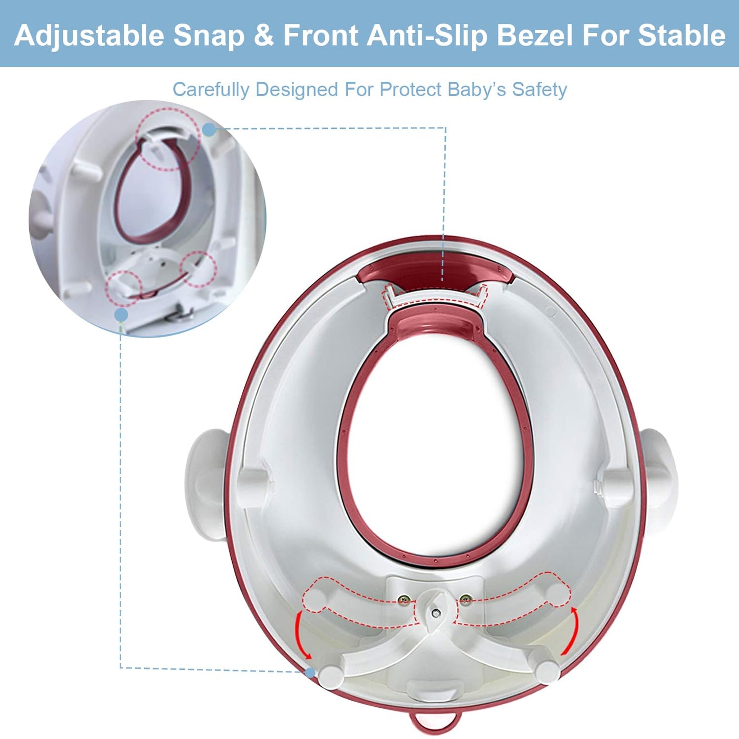 ANGELBLISS Baby Potty Training Toilet Seat with Soft Cushion Handles, Haute Collection, Double Anti-Slip Design and Splash Guard for Boys and Girls (Dark Pink)