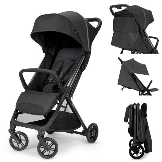 Inglesina Quid³ Stroller, Cosmic Black - Compact Reclining Travel Stroller for Baby & Toddler 0-55 lbs, One Hand fold, Car seat Compatible, Airplane Overhead, Lightweight, Foldable, XL UPF 50+ Canopy