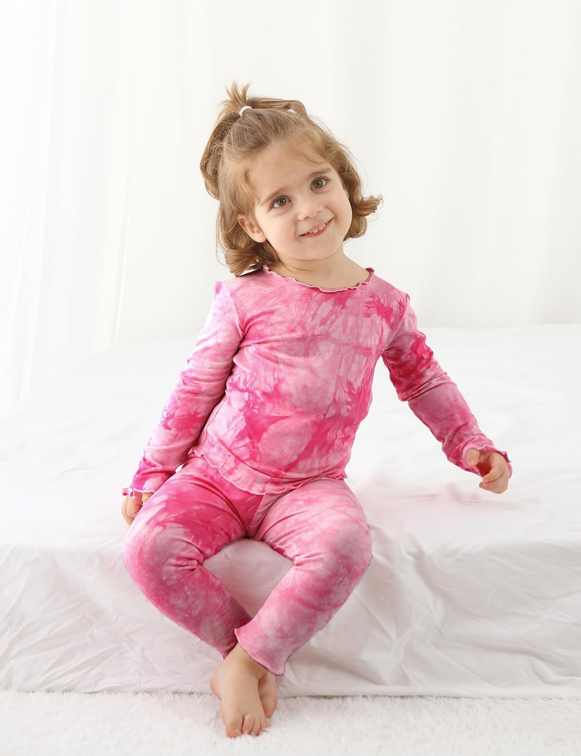 Jimonda Kids Soft Rayon From Bamboo Sleepwear Long Sleeve Boys Girls Pajama Outdoor 2-Piece tops&pant Casual sets Tie Dye PJ