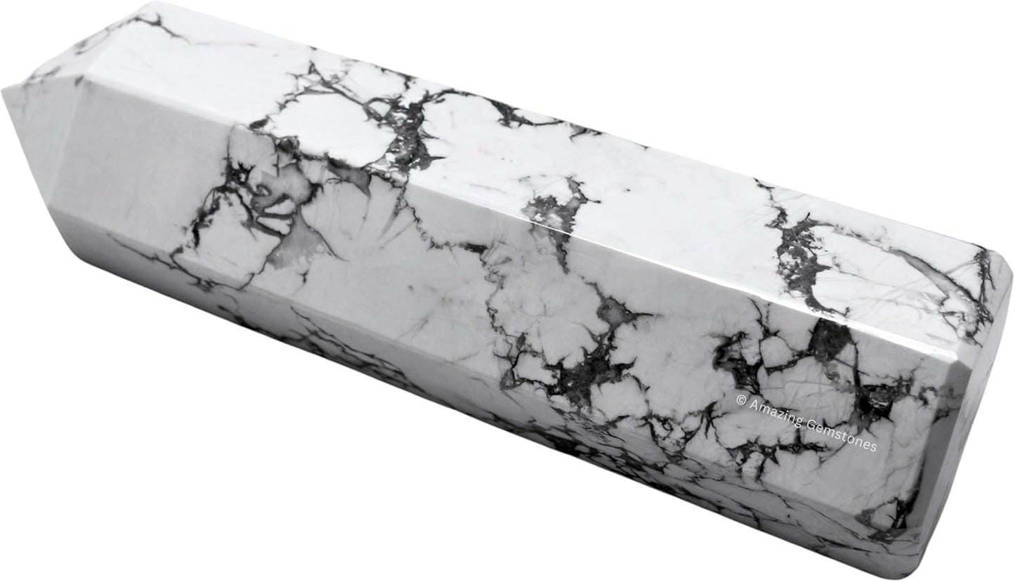 Amazing Gemstone Large Howlite Crystal Towers ~ Natural Healing Crystal Point Obelisk for Reiki Healing and Crystal Grid (5.5 to 6 INCH)