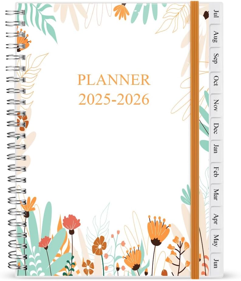 2025-2026 Planner - Weekly & Monthly Planner Runs Jul 2025 to Jun 2026, 6.25" x 8.25", 12 Monthly Tabs, 14 Notes Pages, Inner Pocket, Flexible Cover with Twin-Wire Binding, Planners 2025-2026