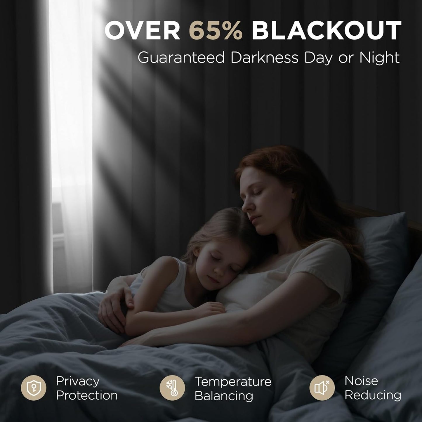 Joydeco Blackout Curtains 108 Inches Long 1 Panel, Thermal Insulated Long Curtains& Drapes 1 Piece, Room Darkening Grommet Drapes for Living Room Bedroom Window (W70 x L108 Inch, Light Beige)