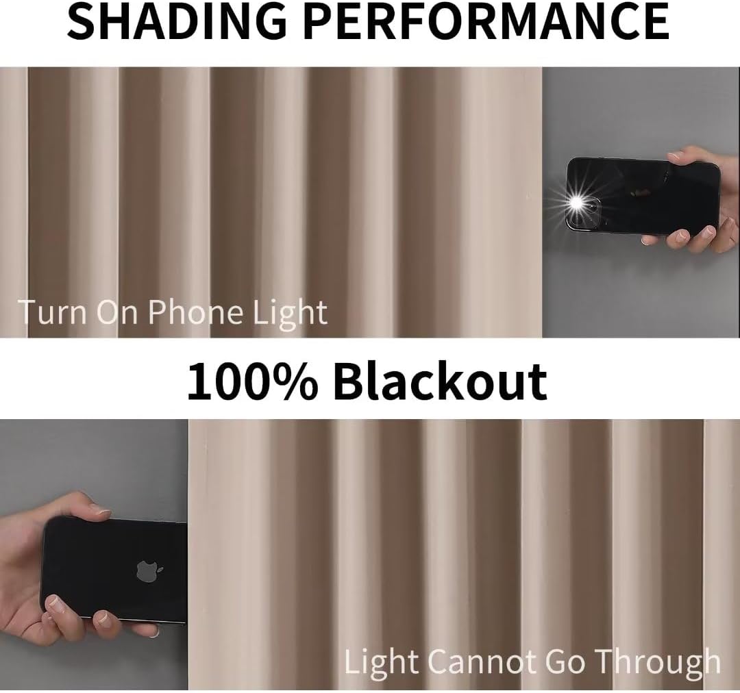 Joydeco Taupe Curtains 84 Inch Length 2 Panels Set for Livingroom, Blackout Curtains 84 Inches Long for Bedroom Windows, Thermal Insulated Room Darkening 84 Inch Long with Grommets