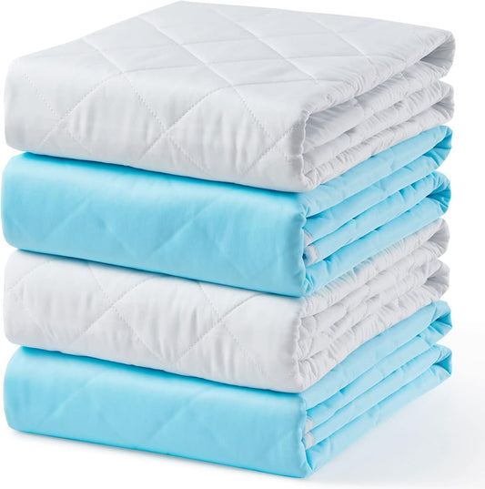 KANECH Washable Waterproof Incontinence Bed Pads - 24"x36"(4Pack) - Heavy Absorbency Reusable Underpads for Adults, Elderly and Kids - Slip Resistant Mattress Protector