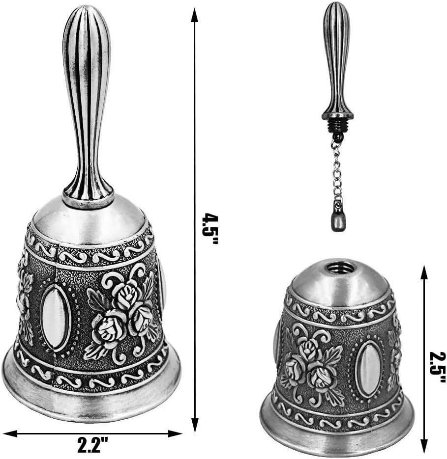 Hourwof Metal Wedding & Christmas Bells - Decorative Service Call Bells, Silver