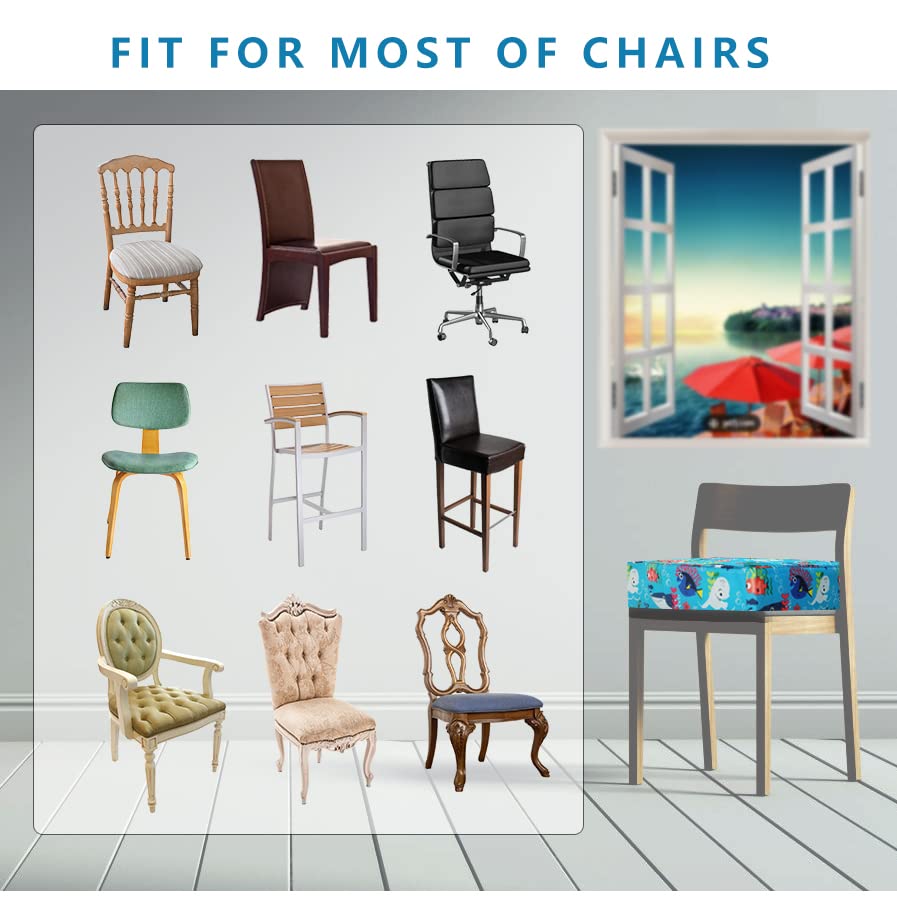 Toddler Booster Seat for Dining Table,4 Inches Washable Double Safer Straps Non-Slip Bottom Booster Seat for Kids, Portable Travel High Density Sponge Detachable Increasing Cushion for Child