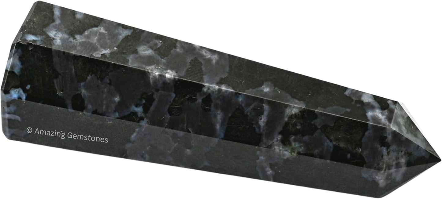 Amazing Gemstone Indigo Gabbro Crystal Towers - Natural Healing Crystal Point Obelisk for Reiki Healing and Crystal Grid (3 Inch)