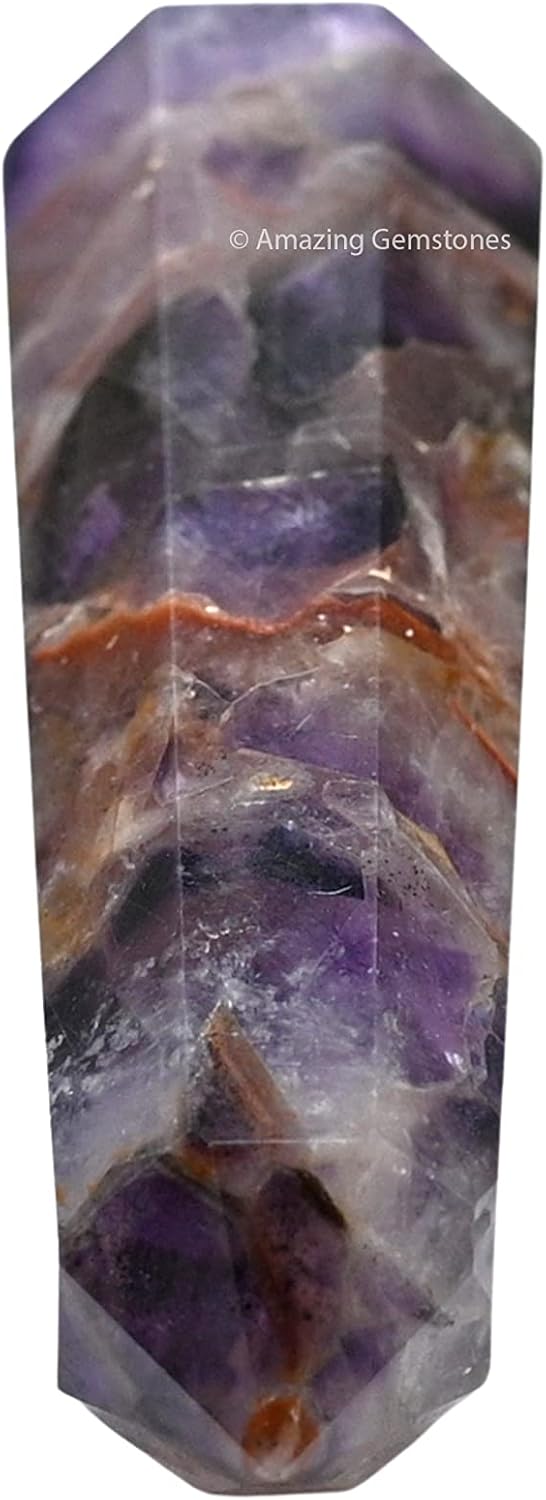 Amazing Gemstone Amethyst Chevron Crystal Towers ~ Natural Healing Crystal Point Obelisk for Reiki Healing and Crystal Grid (3- Inch)