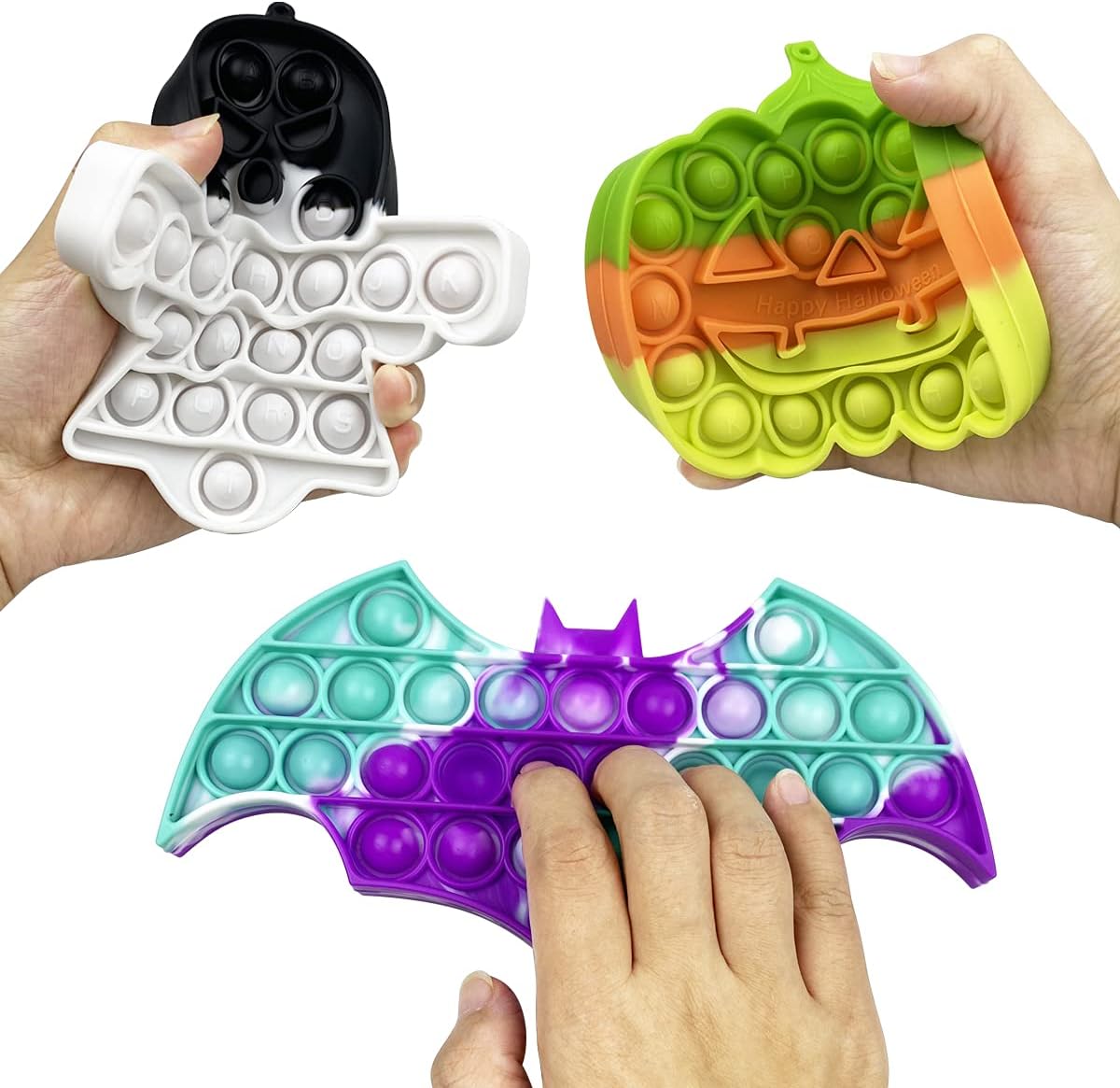 Jofan 3 Pack Halloween Fidget Sensory Pop Toys Packs for Kids Girls Boys Halloween Party Favors Halloween Treat Bags Gifts Stress Relief