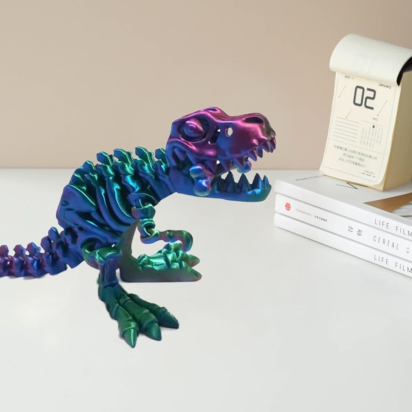 3D Printed Dinosaur Bones Tyrannosaurus Rex Skeleton with Movable Joints, 3D Model Skull T-Rex, Flexible Articulated Dinosaur Fidget Toys Adults for Autism/ADHD