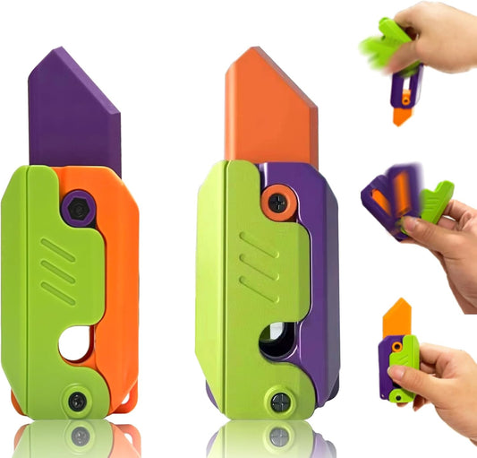2 Pieces 3D Printing Fidget Knife Toy Carrot Toy Knife for Anxiety Stress Fidget Toys Sensory Toys Anxiety Stress Relief Toy Perfect for ADHD, ADD and Autism Purple and Purplee Knife Toy