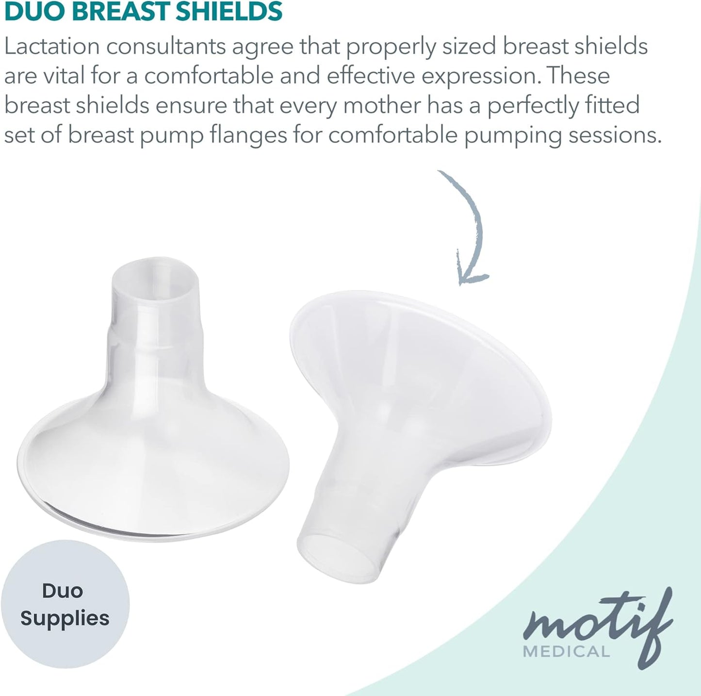 Motif Medical Duo Breast Pump Flange – Comfortable Breast Pump Flanges for Better Milk Flow & Pumping Ease - Ideal Breast Pump Flange Insert for Breastfeeding Moms (2 Shields, 27mm)