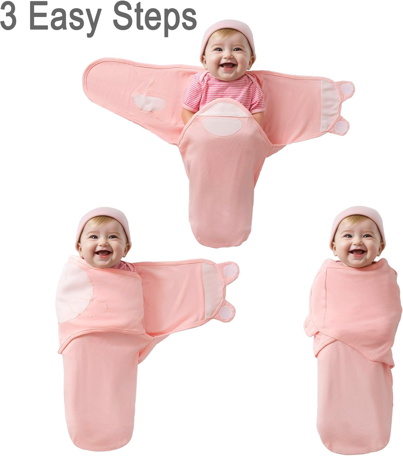 Baby Swaddle Blanket for Boys Girls, 3 Pack Infant Sleep Sacks, 0-6 Months Cotton Newborn Sleeping Bag