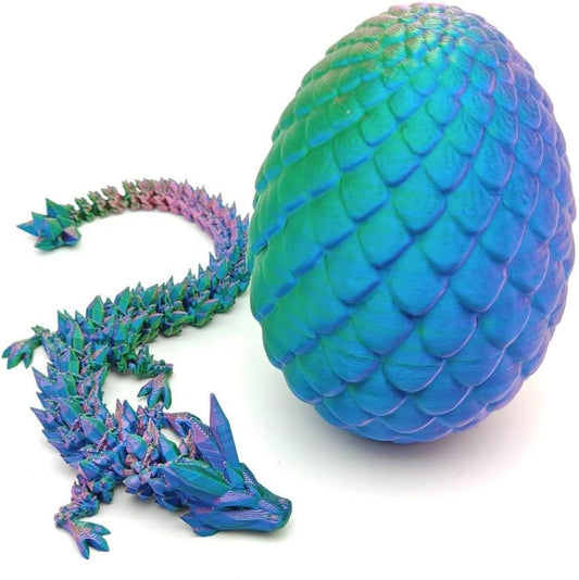 3D Printed Dragon Egg, Dragon Eggs with Dragon Inside, Crystal Articulated Dragon, Mystery Dragon Egg Fidget Toy, 3D Dragon Eggs Surprise Fidget Toy (Colorful-1)