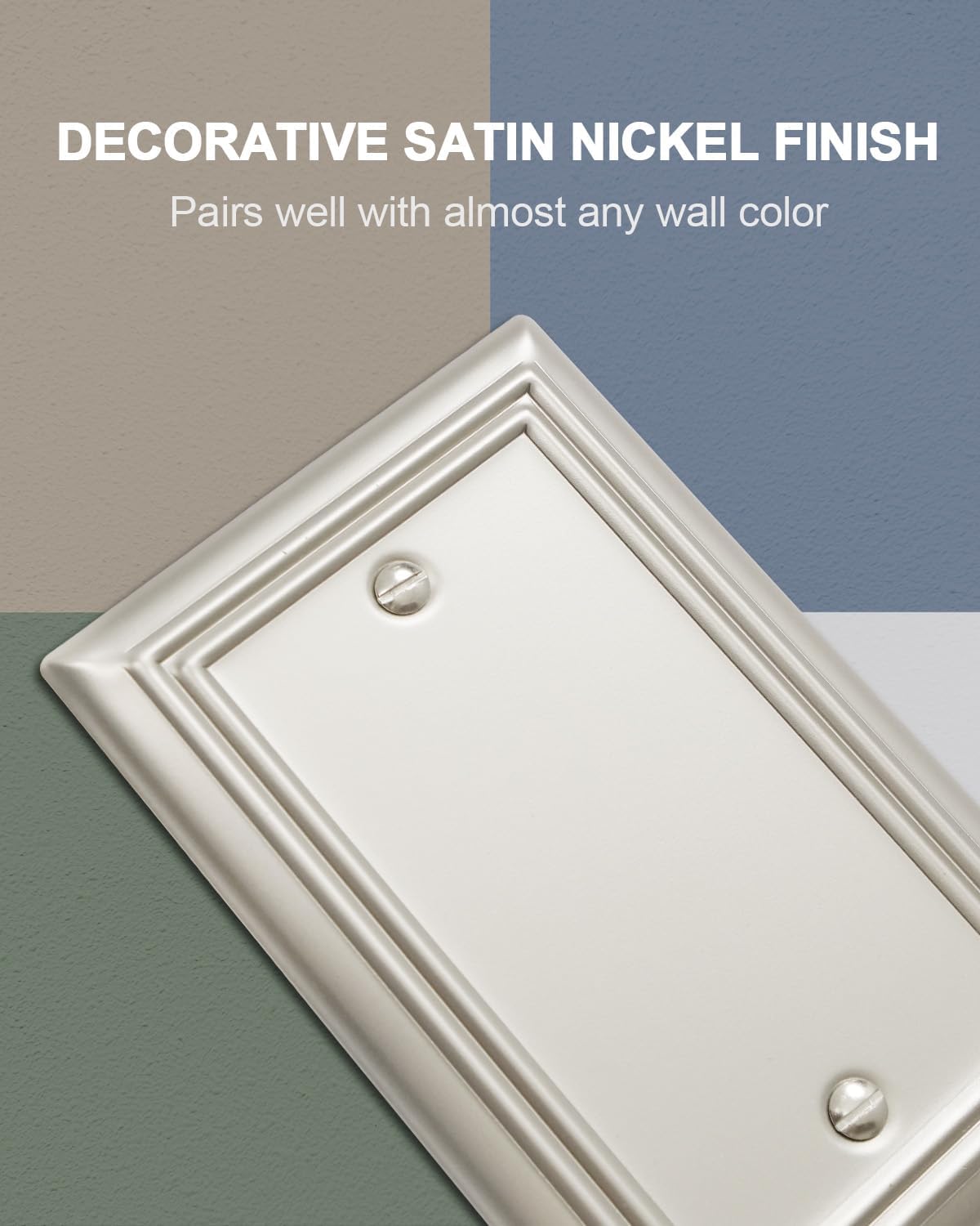 2-Pack Blank Wall Plate, Durable Metal No Device Outlet Cover, Satin Nickel, 3.15''*4.88'', Midsize