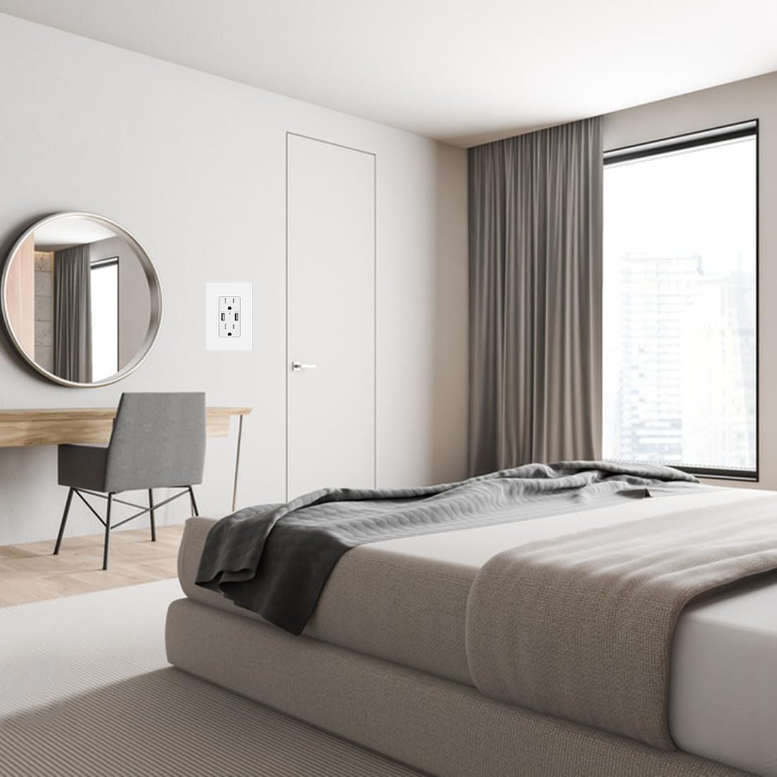 1-Gang Screwless Decora Wall Plate Cover Single Switch Outlet Electrical Faceplate for Light Switch, Smart Switch, Receptacle, Dimmers, USB Outlet, GFCI, Child Safe Cover Plate, White (4-Pack)