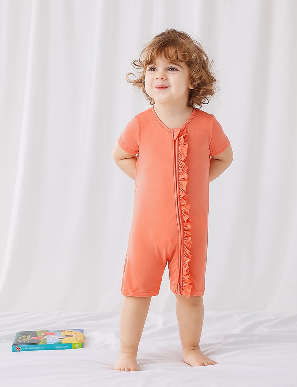 JunNeng Baby 2 Pack Rayon of Bamboo Romper Sleeper 2 Way Zipper Short Sleeve Jumpsuit Zipper Footless One-piece