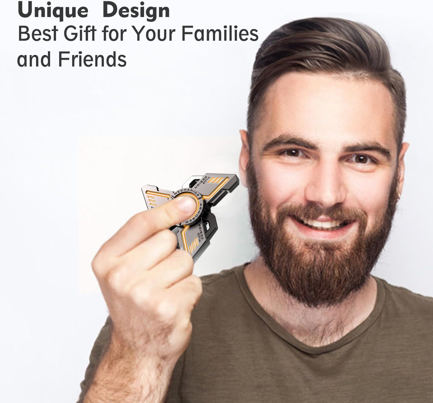 INNÔPLUS Fidget Spinner, Fidget Spinners Cool, Fidget Spinners for Kids, Stress Anxiety ADHD Relief Figets Toy, Fidget Light Up Spinner, Metal Finger Hand Spinner Toy with Luminous Light (Orange)