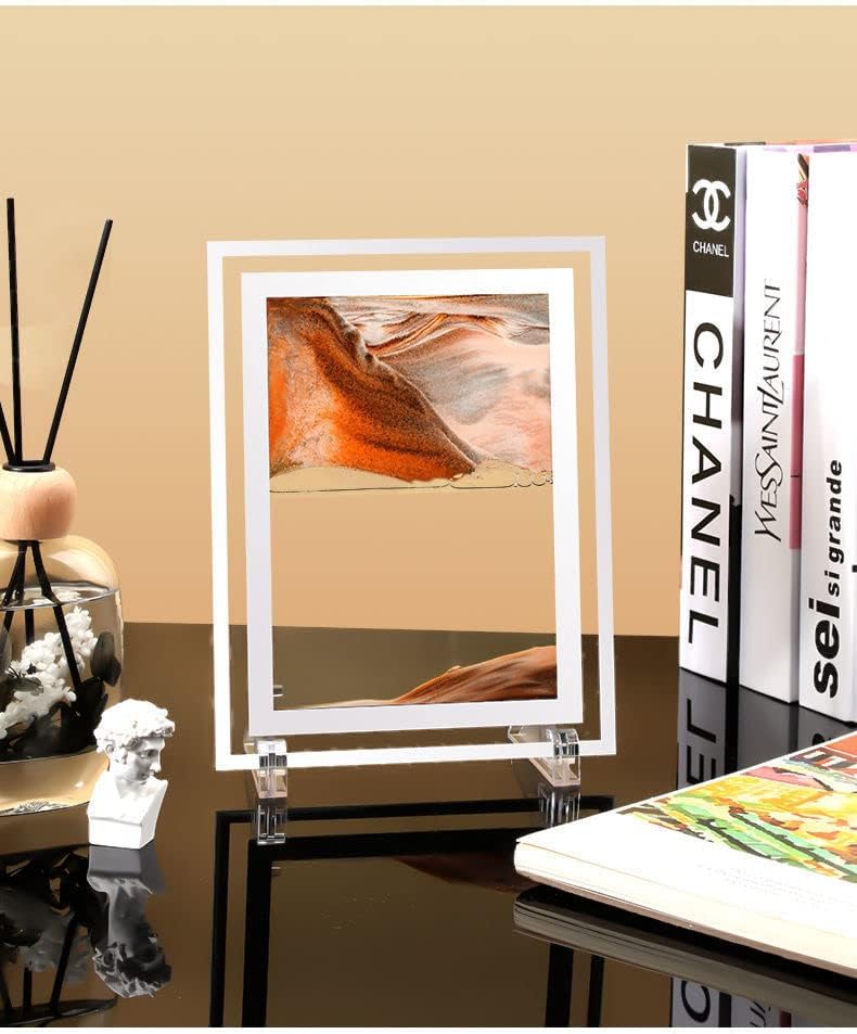 3D Deep Sea Moving Sand Art Picture - Relaxing Liquid Motion Bubbler Timer - Ideal Desktop Art Toy for Adults and Kids - Perfect for Home Decor and Office(Square+Gold+5In)