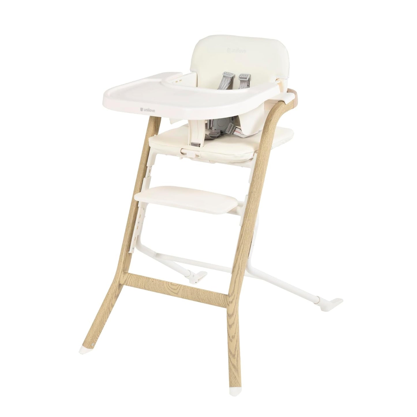 Unilove Grow with Me 2-in-1 Baby High Chair – Adjustable Toddler Chair with Baby Set, Removable Harness, One-Hand Seat & Footrest Adjustment, for Ages 6-60 Months - Vanilla White