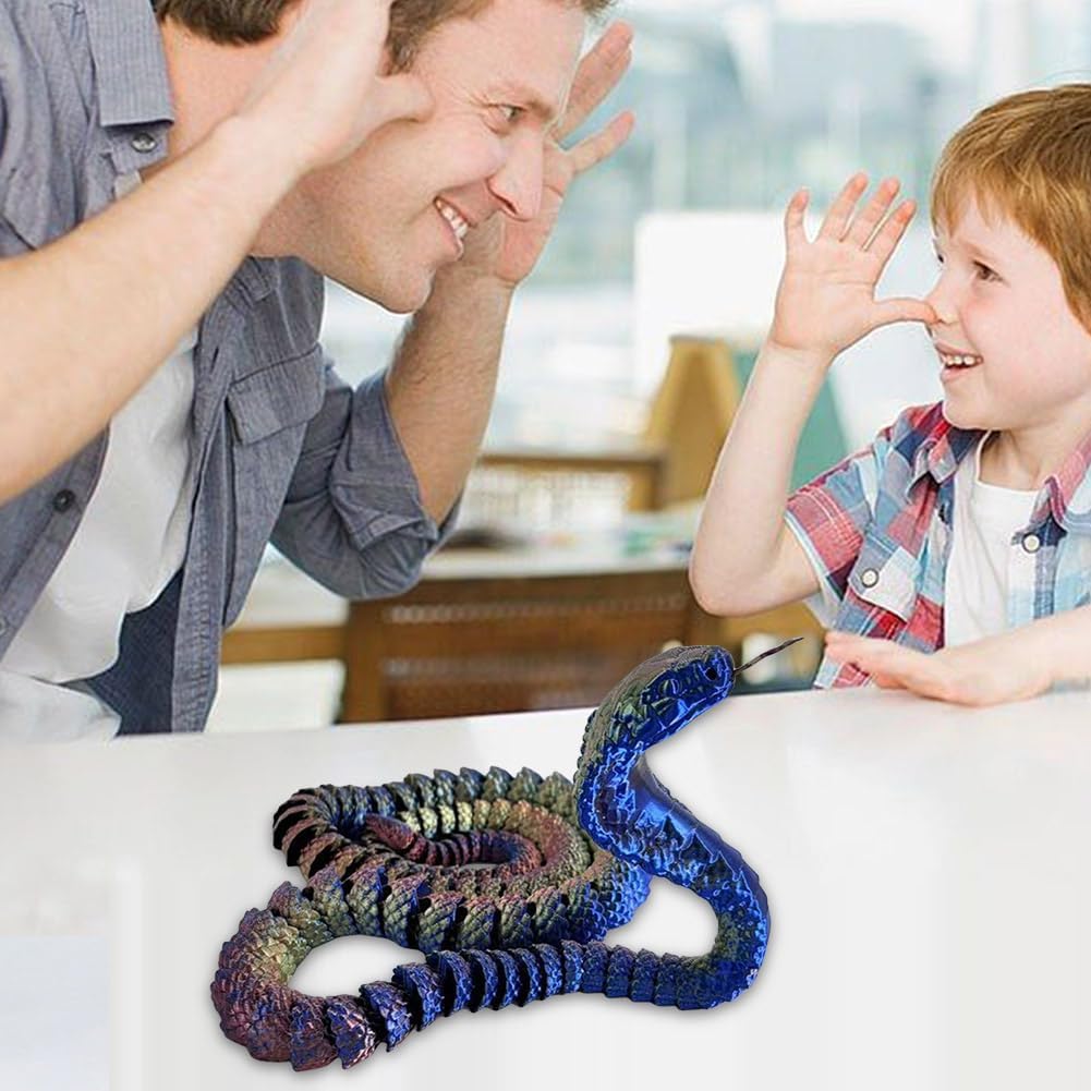 3D Printed Snake Cobra-3D Printed Animals Fidget Toy Creative 3D Printed Animals Articulated Snake Collectibles Home Office Executive Desk Decor