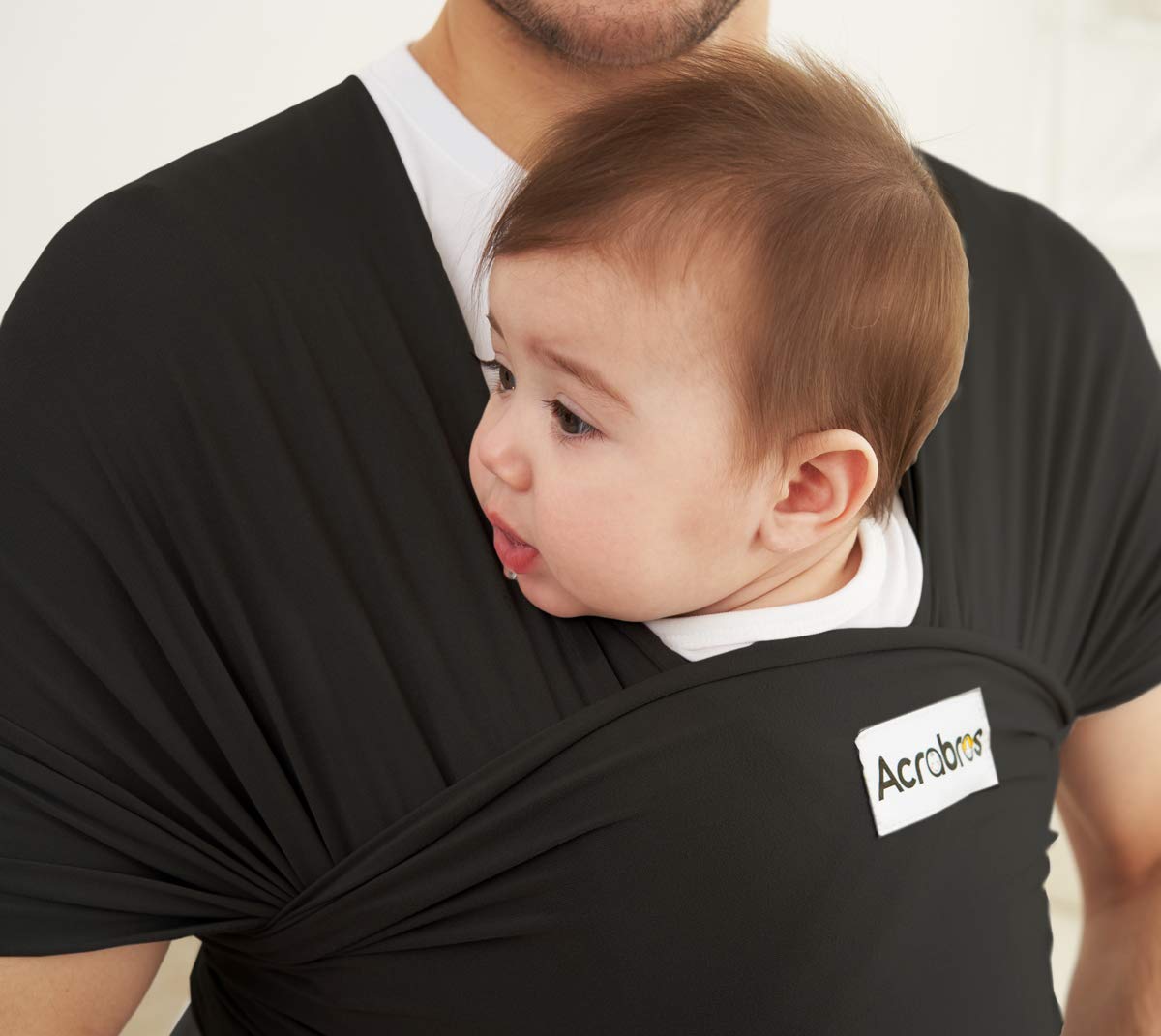 Acrabros Baby Wrap Carrier,Hands Free Baby Carrier Sling,Lightweight,Breathable,Softness,Perfect for Newborn Infants and Babies Shower Gift,Black