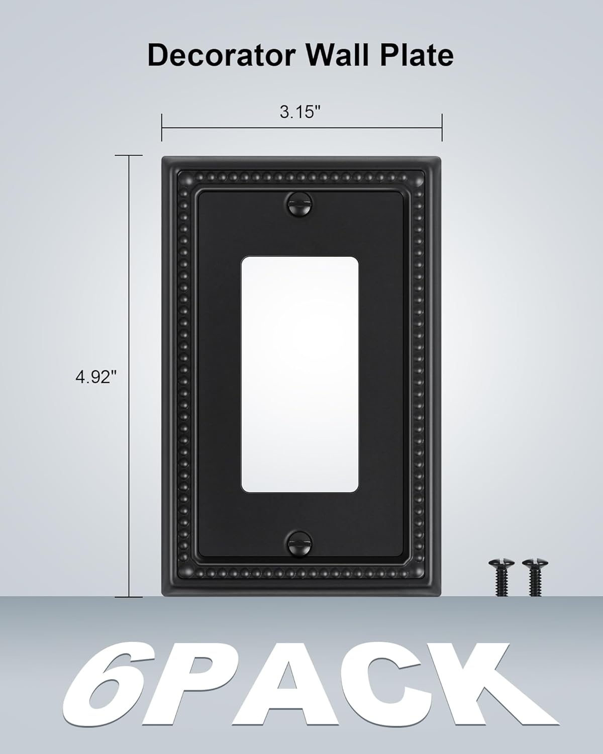 6-Pack Decorator Outlet Cover Plate, Pearls Decorative Switch Plates and Outlet Covers, Black Metal Wall Plates for Electrical Outlets, Receptacle, GFCI Outlet, Dimmer Switch