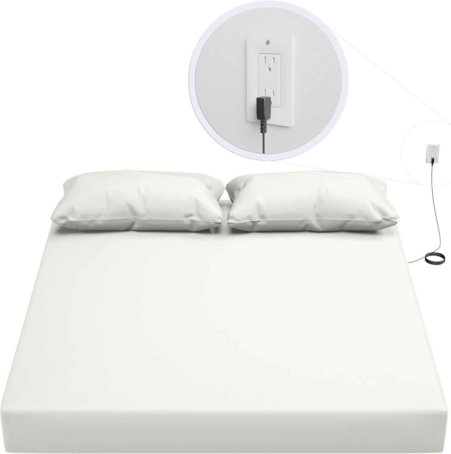 Hooga Grounding Sheet, Twin Size, Organic Fitted Grounded Sheet, Earth Connected Bedding (75"x39"x15") Pure Silver Fiber and Cotton, Grounding Cord Included. Off White