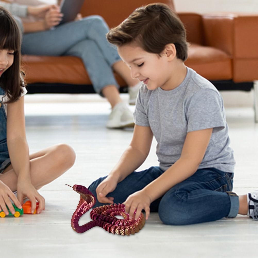 3D Printed Snake Cobra-3D Printed Animals Fidget Toy Creative 3D Printed Animals Articulated Snake Collectibles Home Office Executive Desk Decor