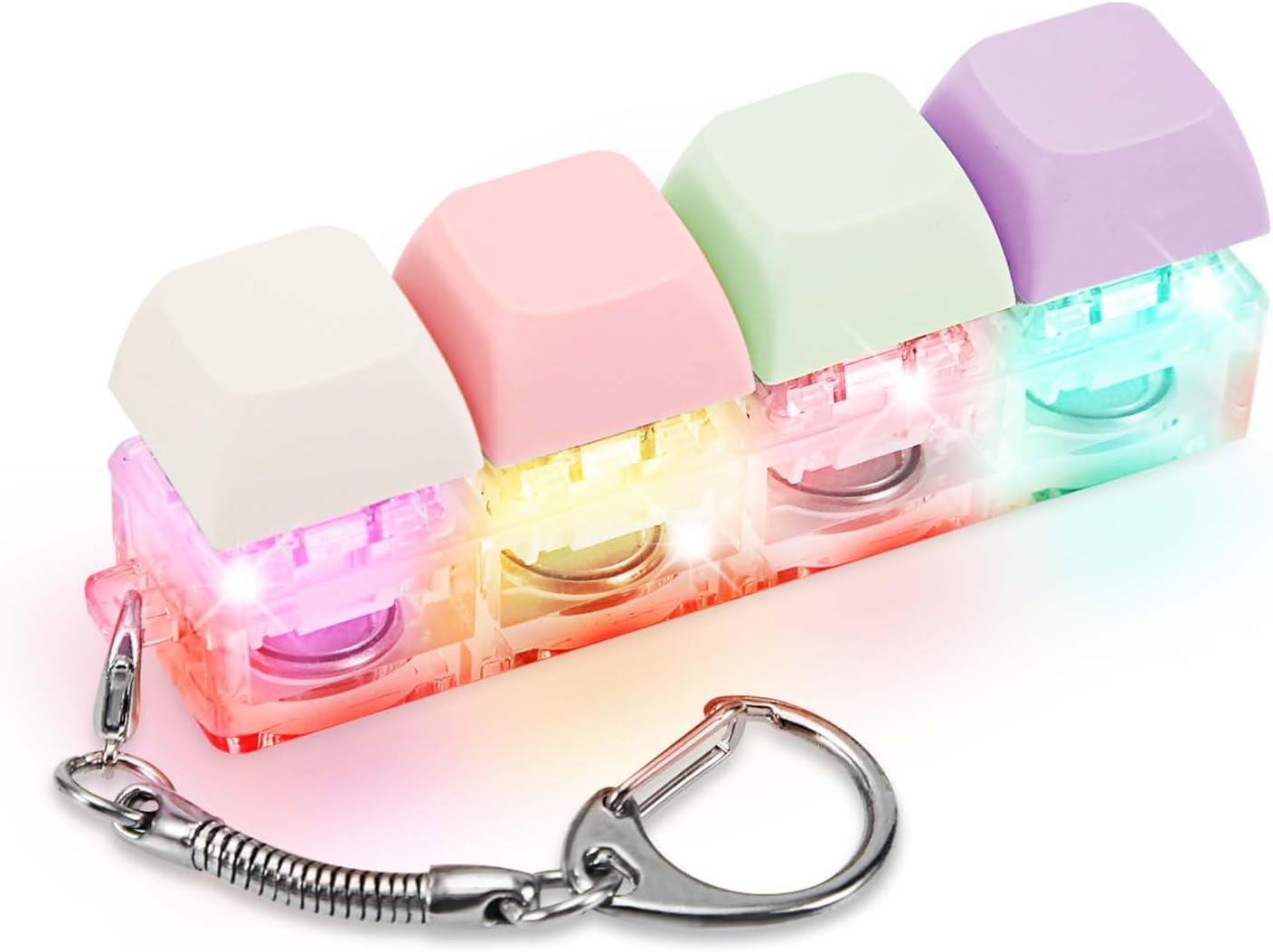 Keyboard Fidget Toy for Adults, Fidget Keyboard Keychain with LED Light Keyboard Fidget Clicker Funny Button Fidget Toy for Decompression Decoration (Color B)