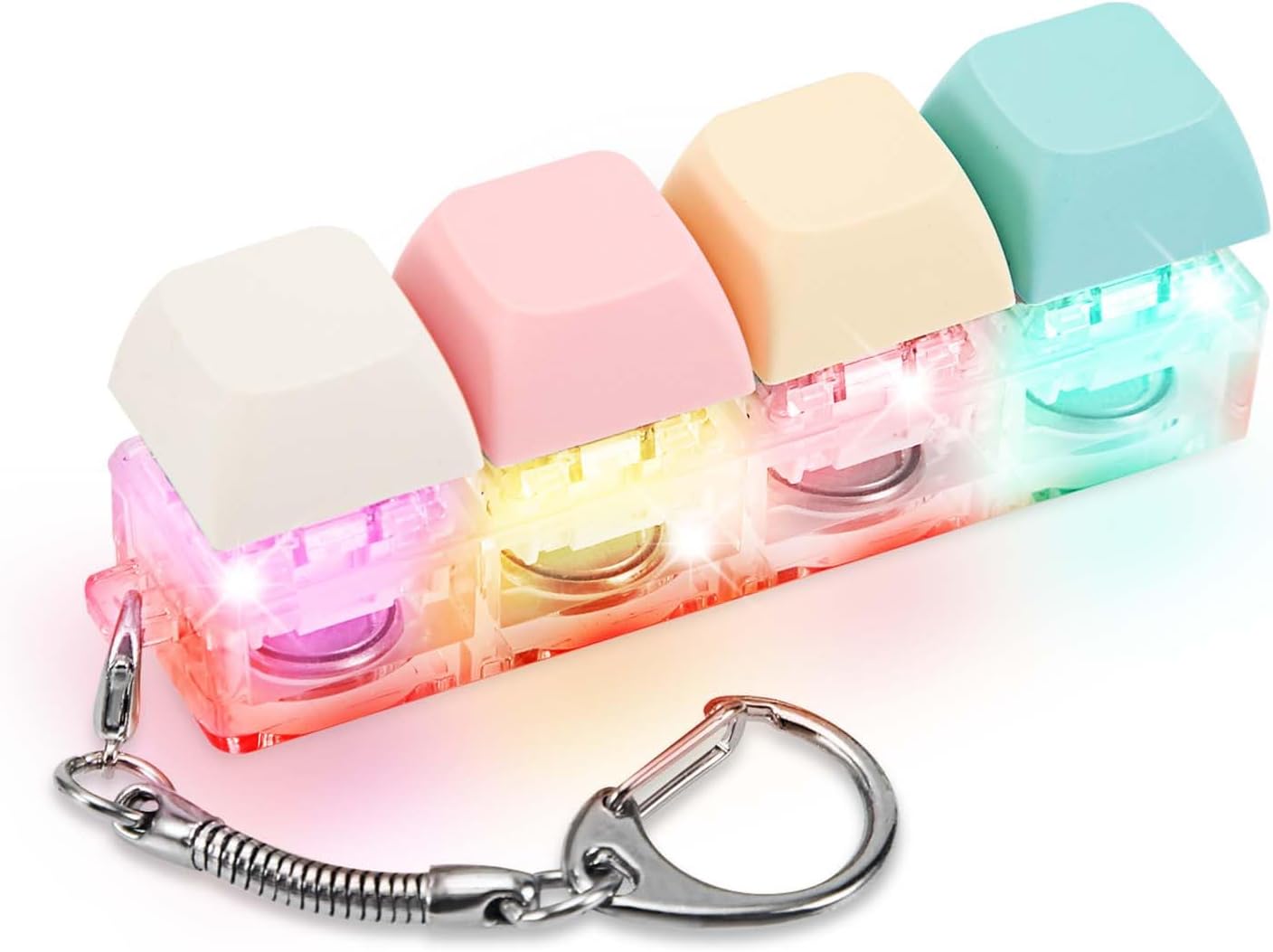 Keyboard Fidget Toy for Adults, Fidget Keyboard Keychain with LED Light Keyboard Fidget Clicker Funny Button Fidget Toy for Decompression Decoration (Color A)