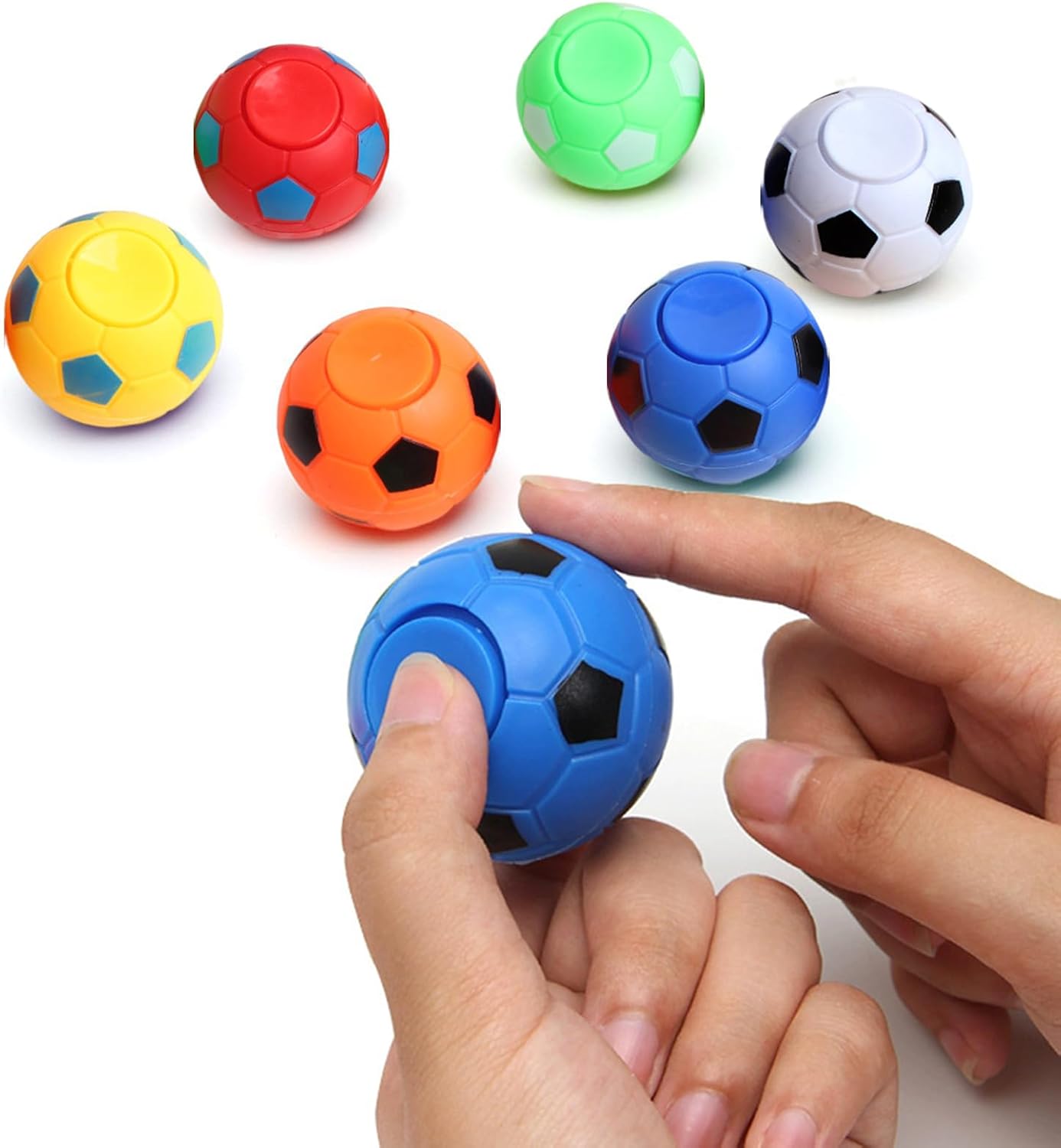 6Pcs Soccer Ball Fidget Spinners - Hand Fidget Spinner Soccer Balls,Stress Relief Football Toys Rotatable Fidget Soccer Balls,Relief Vent Toys Desk Fidget Toys(3.5/5.5cm)