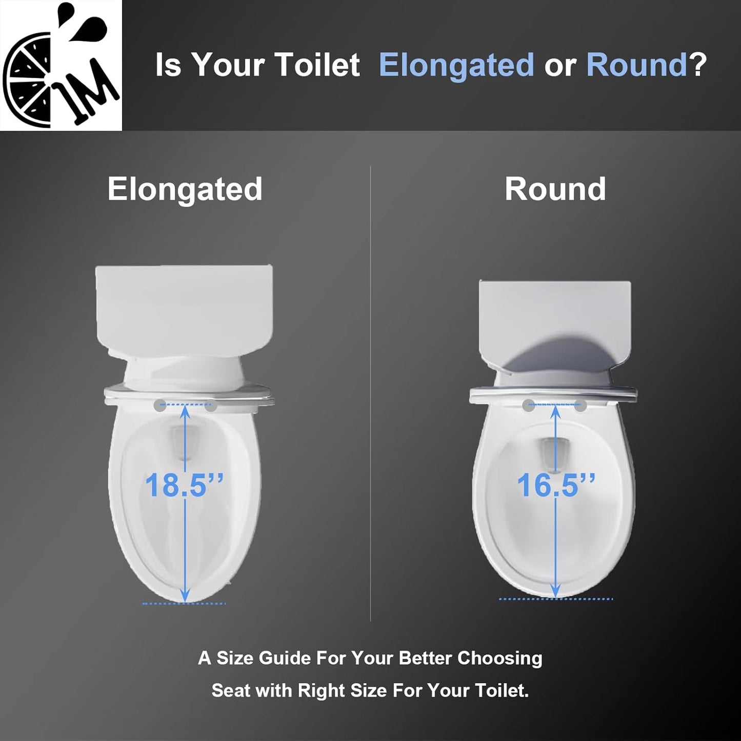 1M Soft Close Toilet Seat Round, Patented Quick Releasing for Easy Cleaning, Anti-Wiggling Design, Easy Installation