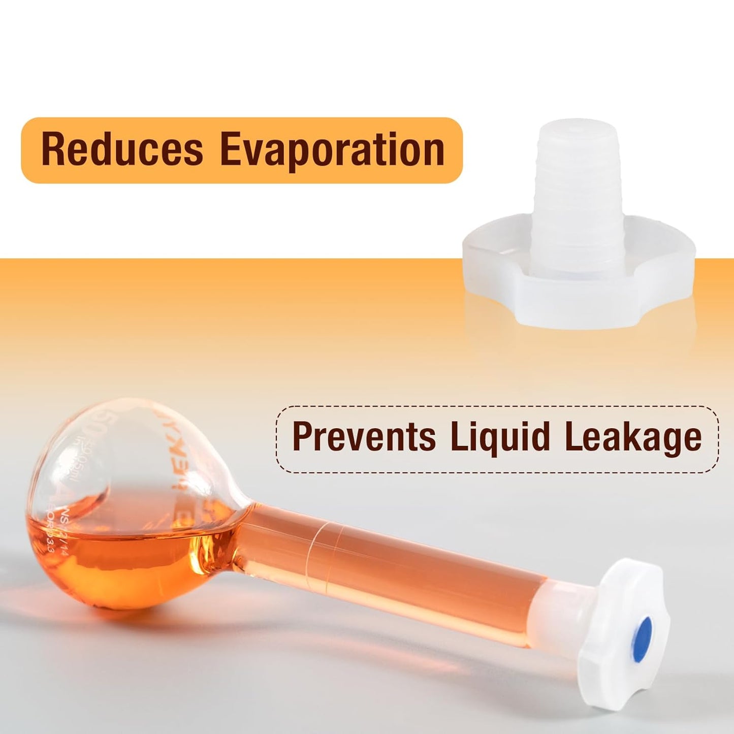 50ML Volumetric Flask Set|ASTM Class A 3.3 Borosilicate Glass|Polypropylene Stopper|White Graduation|for Analytical Chemistry Work|2PCS