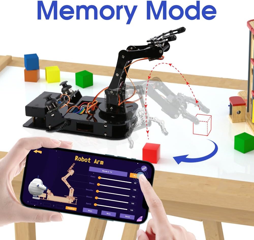 4 DOF ESP32 Robotic Arm Kit for Kids 8-12, Robotics Kit App Remote Control Robot Toys Compatible with Arduino, STEM Educational DIY Robot Arm Kit Gift for Teenagers & Adults
