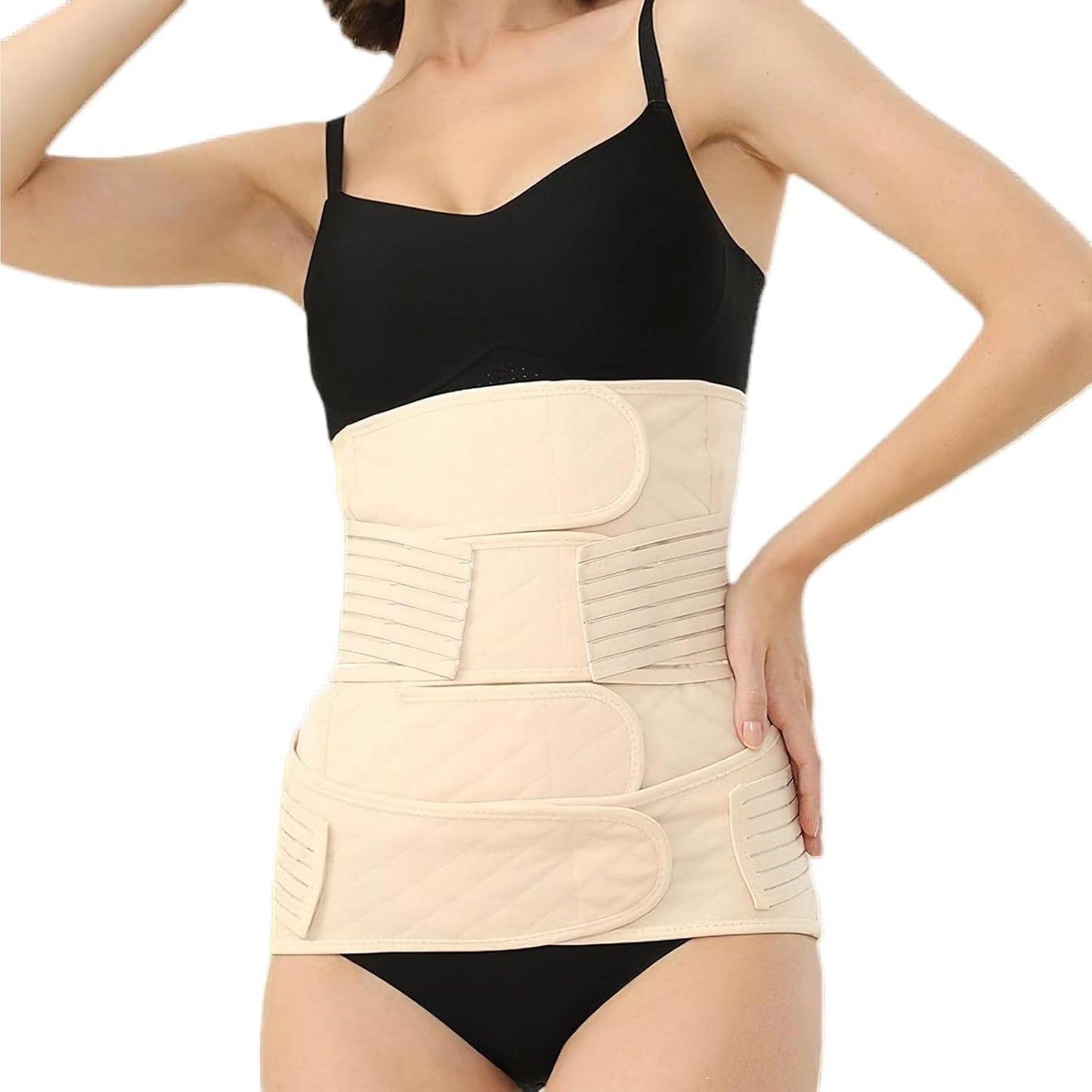 2 in 1 Postpartum Belly Band Wrap Beige, C-Section Support Belt X-Large, Post Partum Support Recovery Waist/Pelvis Belt, Hysterectomy Belly Band Binder Girdle Stomach