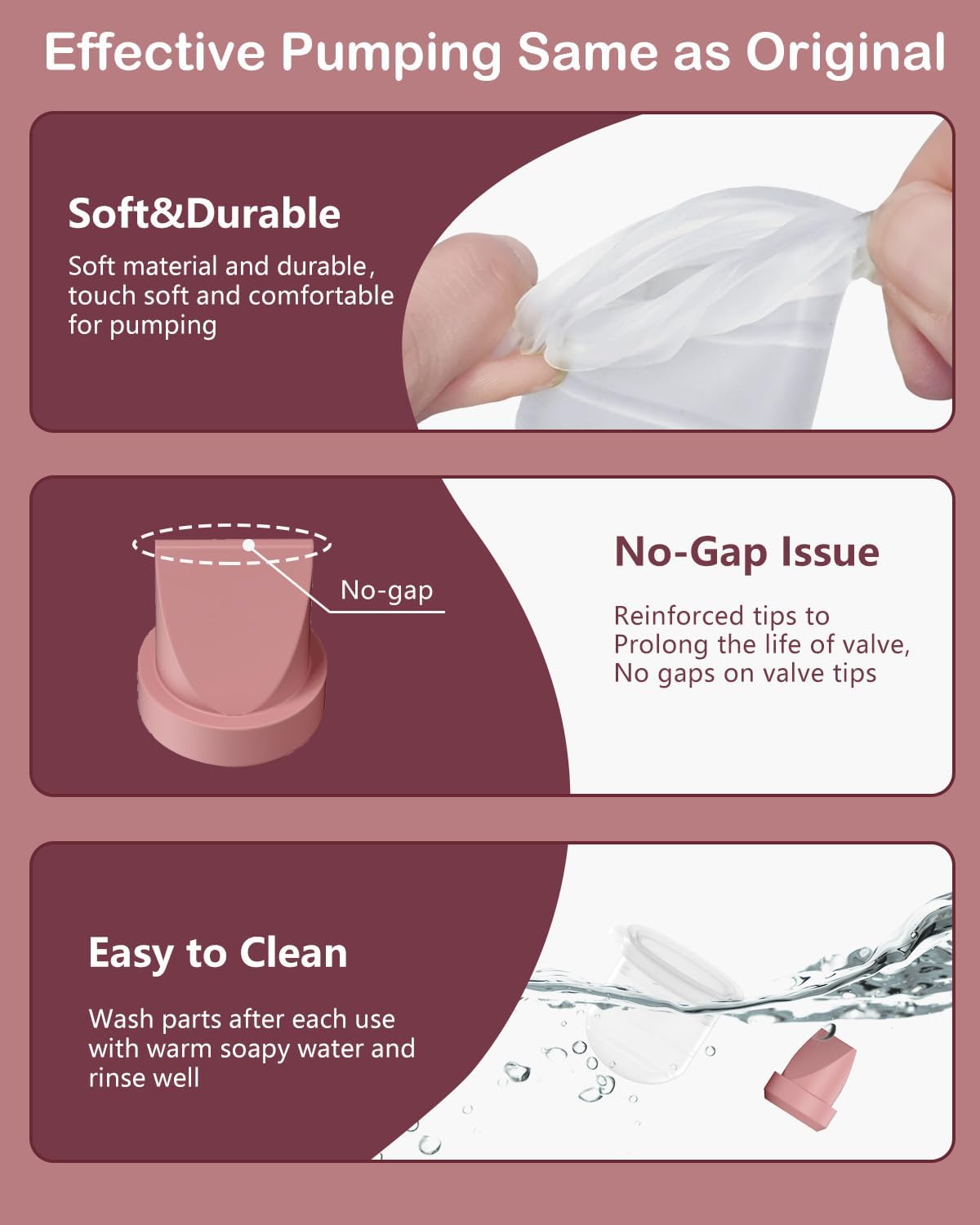 12PC M6 Breast Pump Replacement Accessories, Including 8pcs Duckbill Valve and 4pcs Diaphragms for Momcozy Mobile Style | M6, Replace for Momcozy Pump Parts, Not Original Parts, 12PC Red